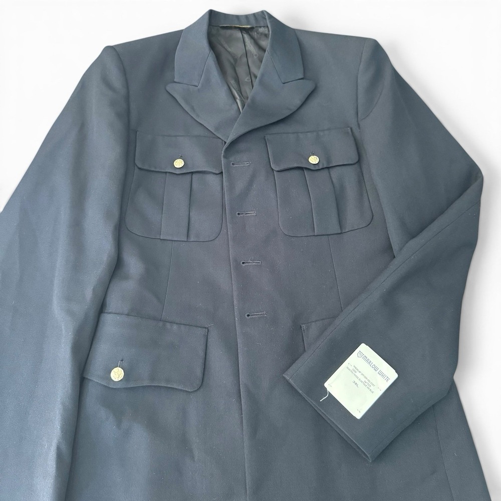 Marlow White Officer ASU Coat Men 38L Blue Army Uniform Dress Jacket Gold Button - Picture 2 of 15